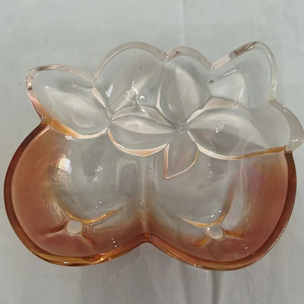 Vintage Walther Glas Original W Germany  Orange Shape With Tint Frosted Leaves